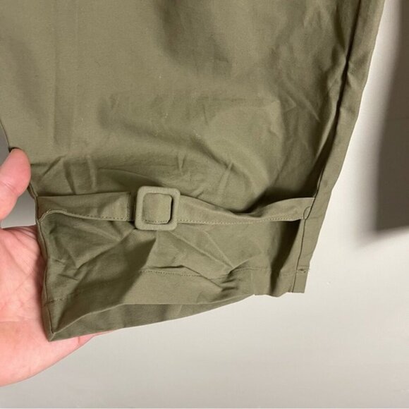 Zara Pants Womens size large Olive Green Paperbag Waist Belted Tapered Cargo NWT - Picture 3 of 14